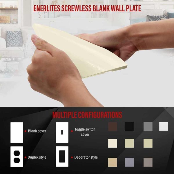 2-Gang Screwless Blank Wall Plate Light Almond For Discount