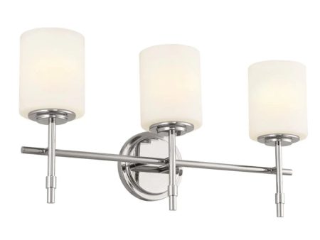 Ali 23 In 3-Lights Bathroom Vanity Light With Satin Etched Cased Opal, Polished Nickel Finish For Sale