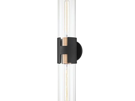 Amado 26 in. Wall Light Black & Brass finish For Discount