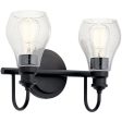 Greenbrier 14 In 2-Lights Bathroom Vanity Light With Clear Seeded Glass, Black Finish For Cheap