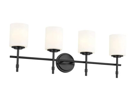 Ali 33 In 4-Lights Bathroom Vanity Light With Satin Etched Cased Opal, Black Finish Online