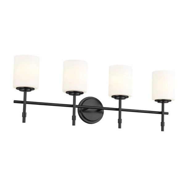 Ali 33 In 4-Lights Bathroom Vanity Light With Satin Etched Cased Opal, Black Finish Online