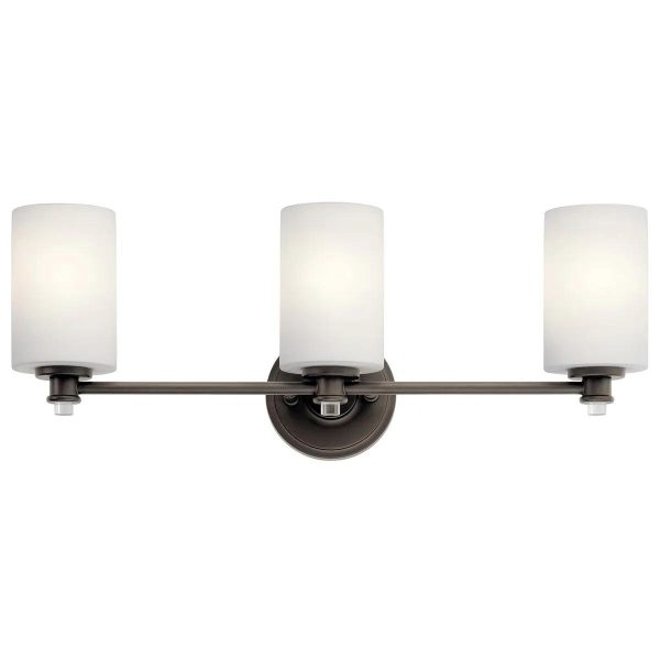 Joelson 24 In 3-Lights LED Bathroom Vanity Light With Satin Etched Cased Opal Glass, Bronze Finish Online now