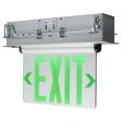 Edge-Lit LED Exit Sign, Dual face with Green Letters, Silver Finish, Mirror Panel, Battery Included For Cheap