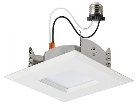 4 inch Square Retrofit LED Downlight, 7 Watts, 600 Lumens, Selectable CCT, White Baffle Trim Fashion