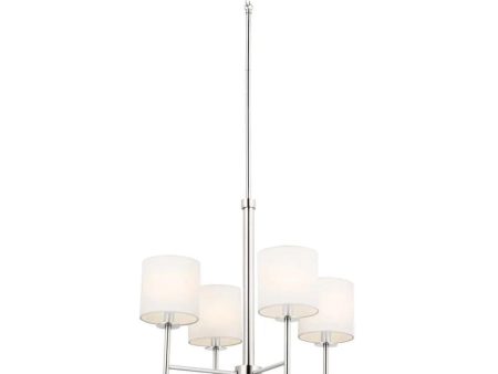 Ali 20  4-Light Chandelier with Fabric Drum Shade, Polished Nickel Finish Sale