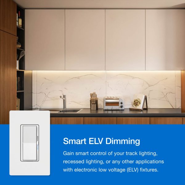 Caseta Smart Dimmer Switch ELV+, 250 Watts, Neutral Required, White Online Sale