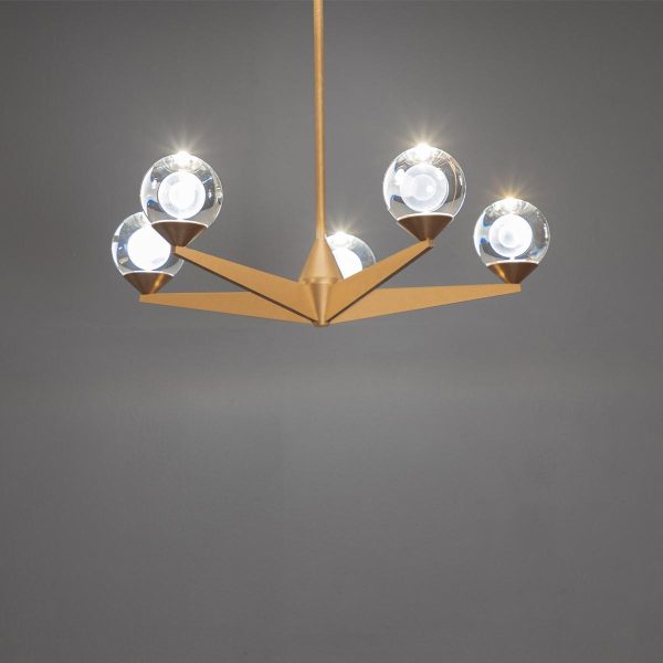 Double Bubble 23 in. 5 Lights LED Chandelier Brass Finish Cheap