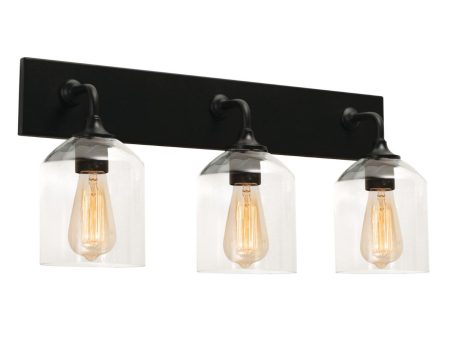 William 3 Lights 24 In. Vanity Light Black Finish For Cheap