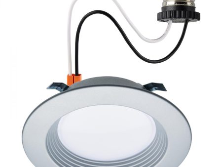 4 inch Retrofit LED Can Light, 7 Watts, 600 Lm, Selectable 2700K to 5000K, Nickel Baffle Trim Fashion