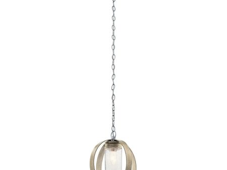 Grand Bank 15  1-Light Outdoor Hanging Light with Clear seeded glass, Distressed antique gray Finish For Sale