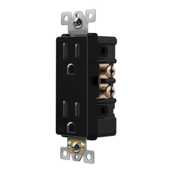 15 Amp Tamper-Resistant Duplex Outlet, Black For Discount