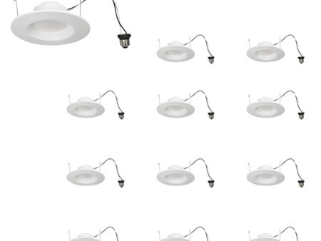 Pack of 12 - 5 6   LED Recessed Retrofit Light, 65W Equal, 625 Lumens, 3000K, Smooth White Trim Online Sale