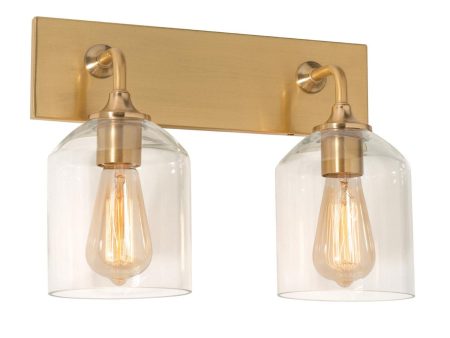 William 2 Lights 15 In. Vanity Light Satin Brass Finish Fashion