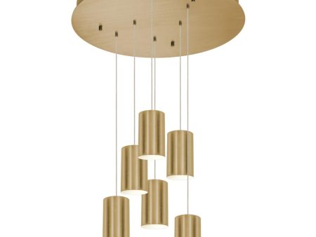 Tyke 24 in. 6 Lights Pendant Light Satin Brass Finish For Discount