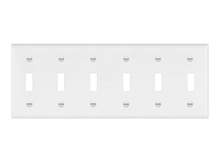 6-Gang Toggle Wall Plate White Online Sale