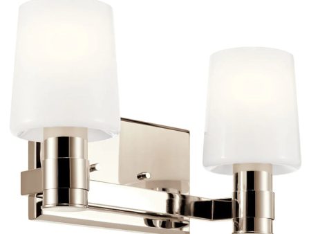 Adani 14 In 2-Lights Bathroom Vanity Light With Opal Glass, Polished Nickel Finish Online