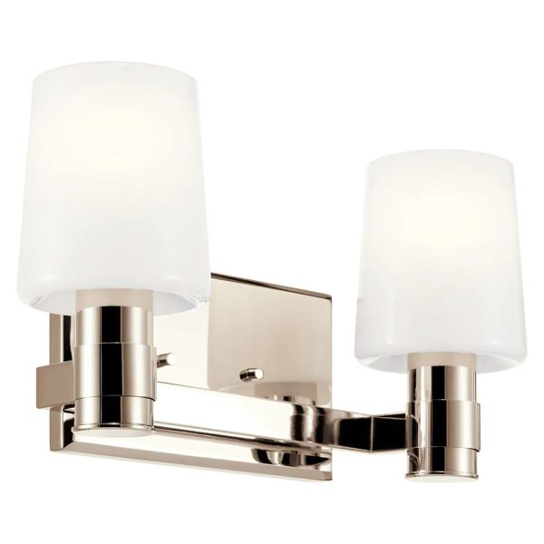 Adani 14 In 2-Lights Bathroom Vanity Light With Opal Glass, Polished Nickel Finish Online