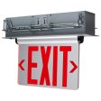 Edge-Lit LED Exit Sign, Single face with Red Letters, Clear Panel Finish, Battery Included on Sale