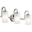 Kennewick 23 In 3-Lights Bathroom Vanity Light With Clear Satin Etched Glass, Brushed Nickel Finish Online Sale