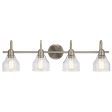 Avery 34 In 4-Lights Bathroom Vanity Light With Clear Fluted Glass, Brushed Nickel Finish Discount