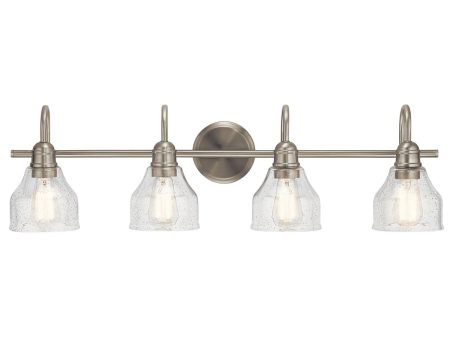 Avery 34 In 4-Lights Bathroom Vanity Light With Clear Fluted Glass, Brushed Nickel Finish Discount