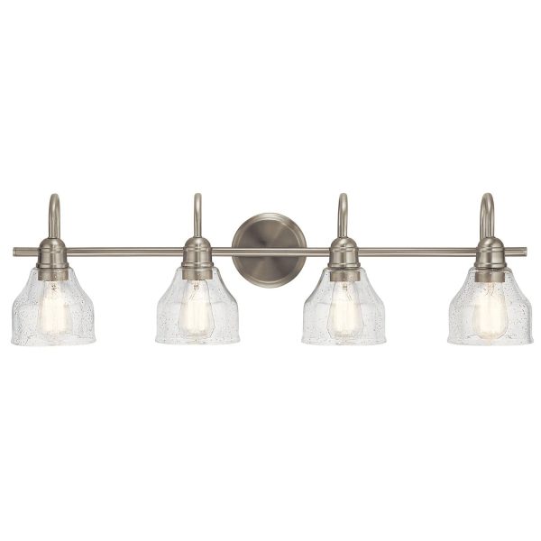 Avery 34 In 4-Lights Bathroom Vanity Light With Clear Fluted Glass, Brushed Nickel Finish Discount