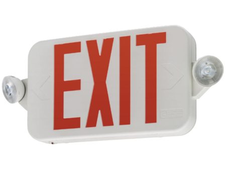 LED Combo Exit Sign, Universal Face with Red Green Letters, White Finish Discount