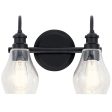 Greenbrier 14 In 2-Lights Bathroom Vanity Light With Clear Seeded Glass, Black Finish For Cheap