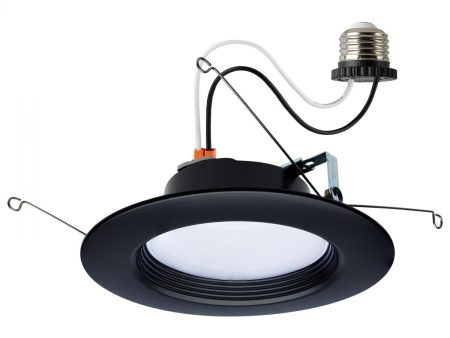 5 6 inch Retrofit LED Can Light, 9 Watts, 800 Lm, Selectable 2700K to 5000K, Black Baffle Trim Fashion