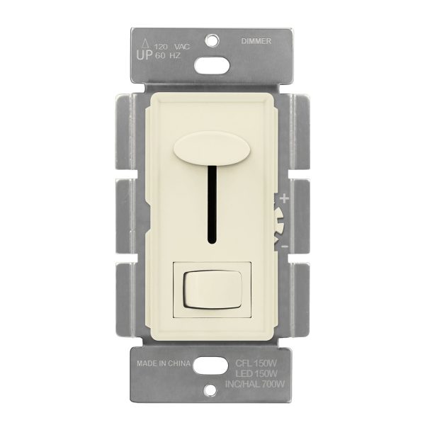 LED+ Slide Dimmer Switch, 150-Watts LED CFL, Single Pole or 3-Way, Light Almond Fashion