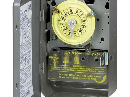 24-Hour Mechanical Timer Switch 120 VAC 40 Amp SPST Indoor Metal Enclosure, Gray Hot on Sale