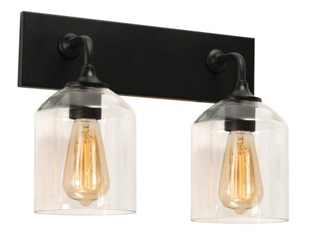 William 2 Lights 15 In. Vanity Light Black Finish Online Hot Sale