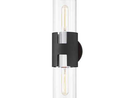 Amado 17 in. Wall Light Textured Black & Polished Nickel finish Fashion