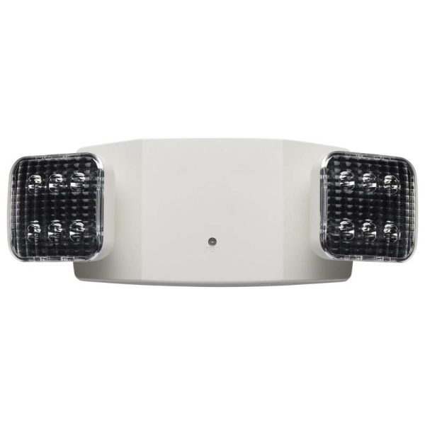 LED Emergency Light, 0.8 Watts, 2 Square Light Heads, 120-277V, White Fashion