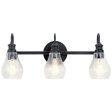 Greenbrier 24 In 3-Lights Bathroom Vanity Light With Clear Seeded Glass, Black Finish Sale