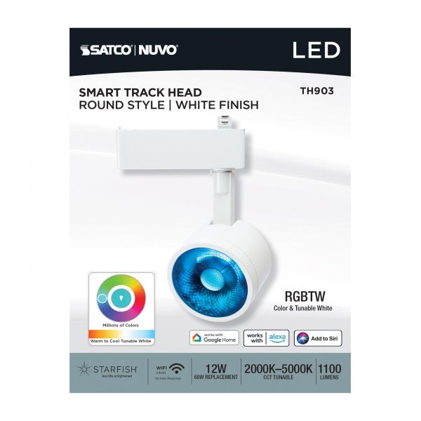 Starfish Smart Round LED Track Head, 1100 Lumens, RGBTW, Halo, 36°, White Sale