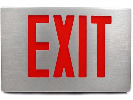 LED Exit Sign, Double Face with Red Letters, Black Finish, Battery Backup Included Sale