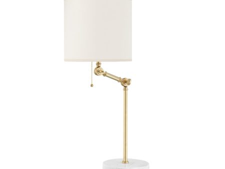 Essex Table Lamp Marble Base and Aged Brass Finish Hot on Sale