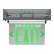 Edge-Lit LED Exit Sign, Dual face with Green Letters, Silver Finish, Mirror Panel, Battery Included For Cheap