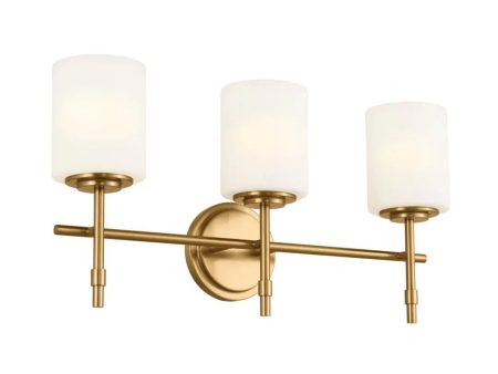 Ali 23 In 3-Lights Bathroom Vanity Light With Satin Etched Cased Opal, Gold Finish Supply