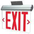 Edge-Lit LED Exit Sign, Single Face Clear with Red Letters, Surface or Recessed Mount, Silver Finish, Battery Backup Included on Sale