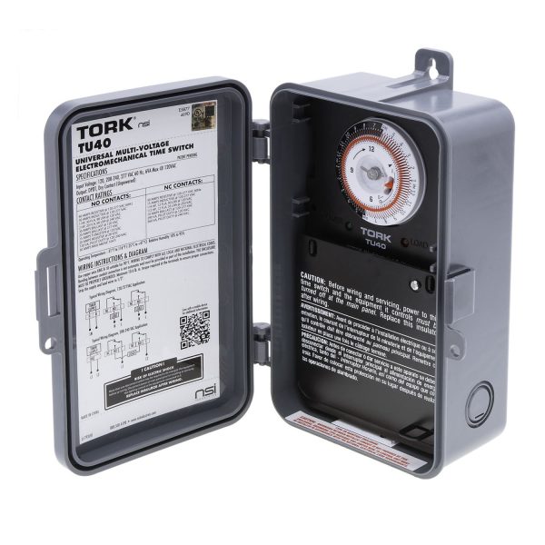 Tork 40-Amp 24-Hour Mechanical Time Switch 120-277V DPDT Indoor Outdoor Plastic Enclosure Fashion