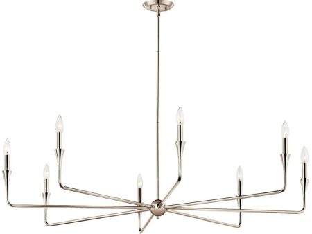 Alvaro 50  8-Light Chandelier 1-Tier, Polished Nickel Finish For Sale