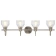 Avery 34 In 4-Lights Bathroom Vanity Light With Clear Fluted Glass, Brushed Nickel Finish Discount