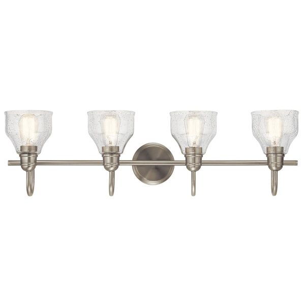 Avery 34 In 4-Lights Bathroom Vanity Light With Clear Fluted Glass, Brushed Nickel Finish Discount