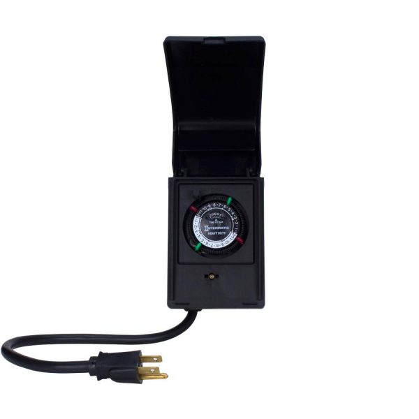 15 Amp 120-Volt 24-Hour Outdoor Mechanical Timer Switch, Black Online Hot Sale