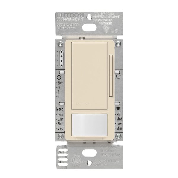 Maestro PIR 180° 0-10V Occupancy|Vacancy Dimmer Sensor, Single-pole or multi-location, 8A, 120-277V, Light Almond Online Sale