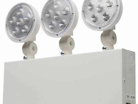 LED Emergency Light, 1.5 Watts, 330 Lumens, 3 Adjustable Light Heads, 120-277V, White Online now