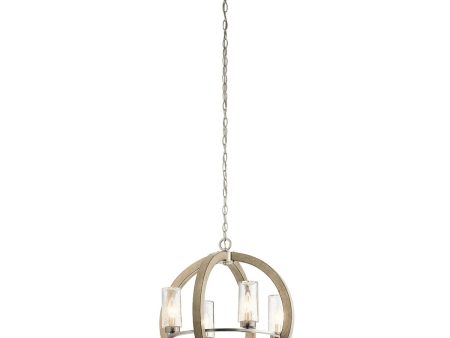 Grand Bank 23  4-Light Outdoor Chandelier 1-Tier with Clear seeded glass, Distressed antique gray Finish Online Hot Sale